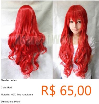 Peruca ruiva/vermelha ondulada